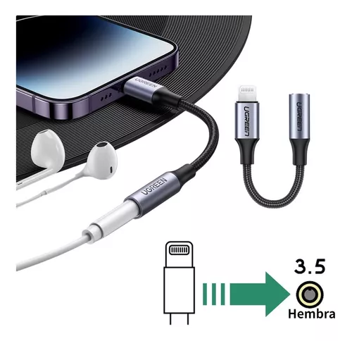 Adaptador Lightning a Jack 3.5mm | Shift Plus AL405 | para Auriculares  Macho a Hembra| Advanced Series Blanco