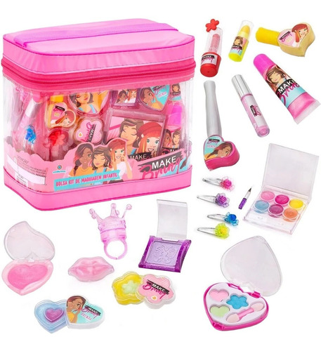 Maquiagem Infantil Com Bolsa Batom Anel Gloss Polibrinq Mk03