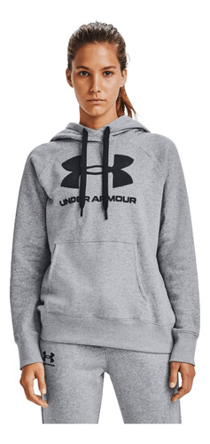 Sudadera Under Armour Fitness Rival Fleece Logo Mujer Gris