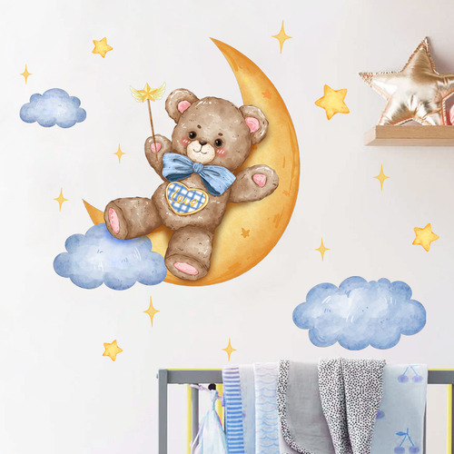 Calcomanía De Pared Con Forma De F, Oso, Estrella, Decoració
