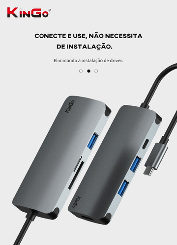 Adaptador Hub Macbook Pro / Air 5 Em 1 Usb C Cinza Qualidade