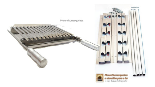Imagem 1 de 8 de Conjunto Suporte Churrasqueira + Grelha Argentina Inox 40cm