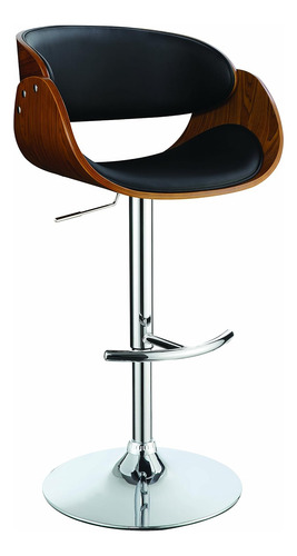 Taburete De Bar Ajustable Negro Y Cromado