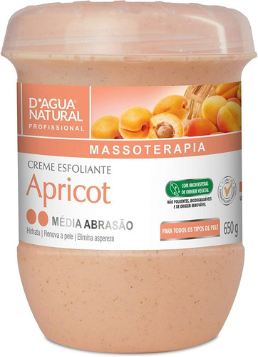Creme Esfoliante Apricot Média Abrasão 650g D'agua Natural