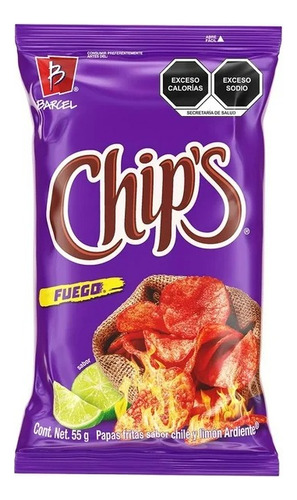 2 Pzas Papas Fritas Barcel Chips Fuego 55 G