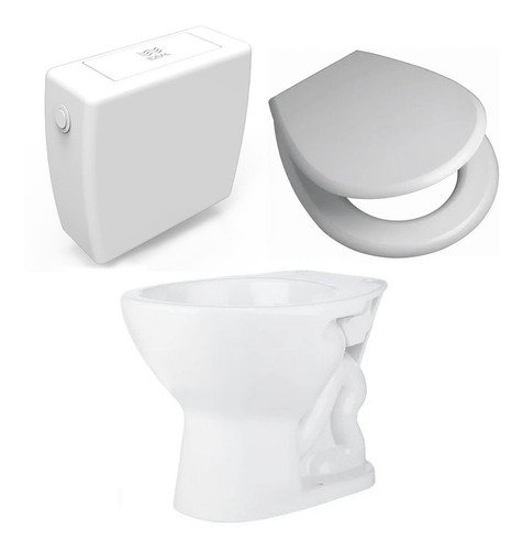 Imagen 1 de 10 de Juego Baño Inodoro Mochila 12 Lts Colgar Pvc Tapa Baño Loza