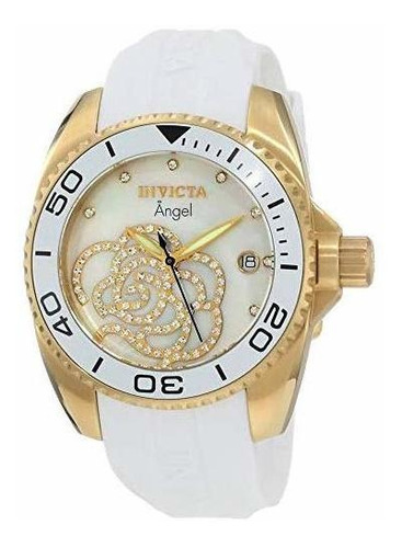 Reloj Invicta 0488 Para Dama Angel Dorado Extensible Blanco