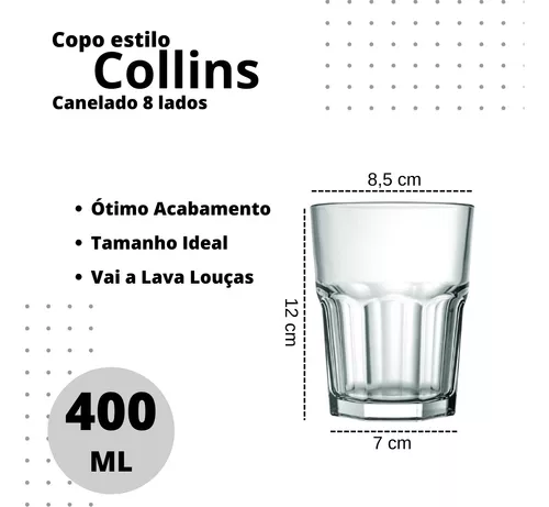 Jogo Com 06 Copos Grandes Long Drink Vidro Grosso