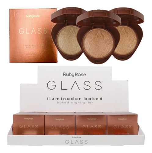 6 Iluminador Glass F1604 - Kit 02 Ruby Rose Atacado Sj