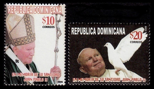 En Memoria Papa Juan Pablo 2 - Dominicana 2006 - Serie Mint