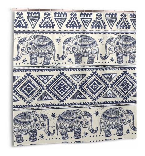 Cortina Ducha Elefante Estilo Etnico Bohemio Diseño Vintage