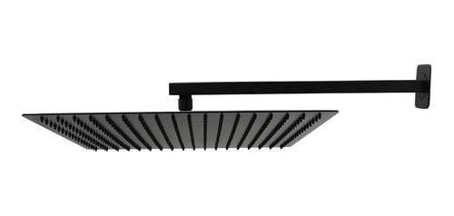 Regadera Cuadrada 40 Cm Con Brazo De Pared Negro Mate Lujo