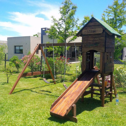 Mangrullos Casita De Madera Con Pórtico De Hamacas