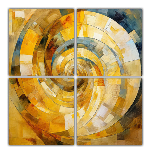 60x60cm Cuadro Abstracto De Gol Amarillo Bastidor Madera