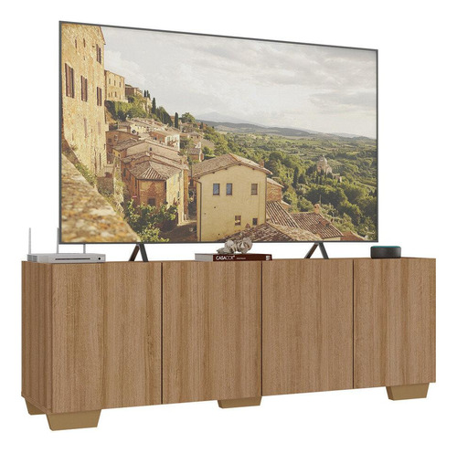 Rack Para Tv Até 50 4 Portas Multimóveis Mp1072 Cor Rustic/Natural