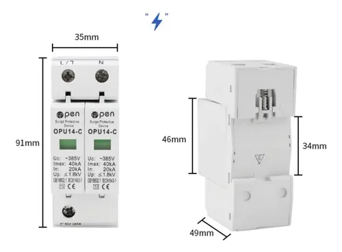 Protector Descargador Rayos Ac 275v 20/40ka Linea De Ute