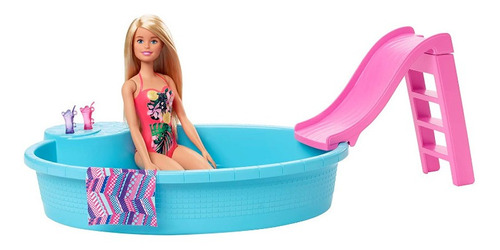 Barbie Con Piscina Incluida Muñeca Original 1m