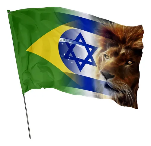 Bandera del león de la tribu de Judá, Brasil e Israel, 1,45 m x 1 m