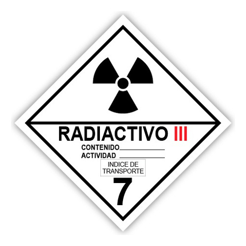 Señalamiento Rombo Clase 7 Radiactivos (blnco Iii) 27.3x27.3