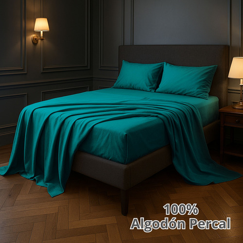 Juego Sábanas Matrimonial Algodón Percal Cajón Alto Frescas
