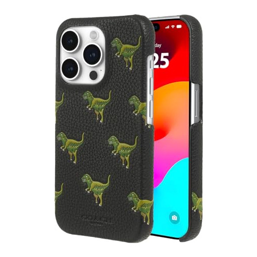 Funda Cuero Sintetico Para iPhone 14 Pro Diseño Dinosaurios