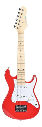 Guitarra elétrica infantil Class CLK10 mini strato de  tília vermelha brilhante com diapasão de bordo