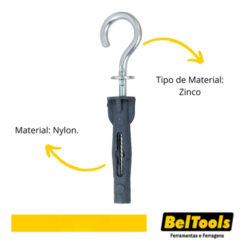 Kit C/ 25 Bucha De Nylon N.8 Com Gancho - Beltools