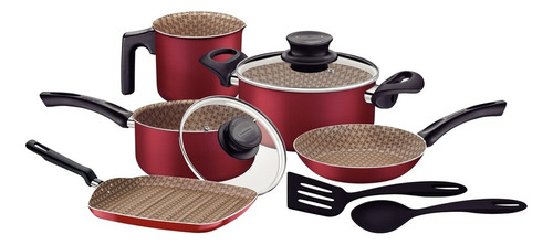 Batería De Cocina Tramontina Paris 9 Piezas Color Rojo