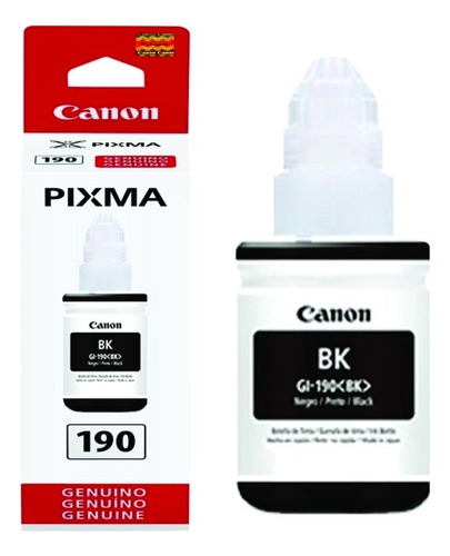 Botella De Tinta Canon Gi-190 Original Color Black 135ml