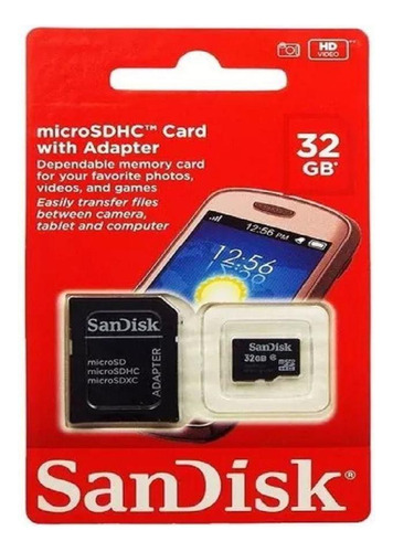 Cartão De Memória 32gb Micro Sd Sdhc Sandisk Classe 4