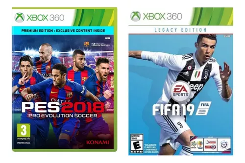Kit 3 Jogos ( FIFA 18 + PES 2018 + FIFA 19) Xbox 360 Mídia Digital Original