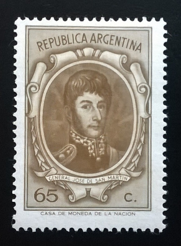 Argentina, Sello Gj 1542 S Martín 65c Offset 72 Mint L11451