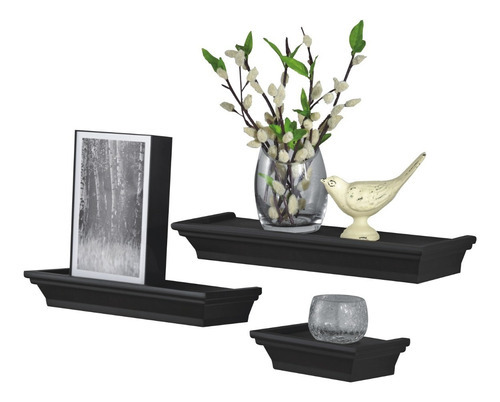Set De 3 Repisas Decorativas Mainstays Color Negro