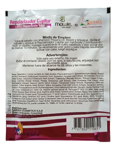 Repolarizador Capilar Mawie. Línea Reparación Total (x2)
