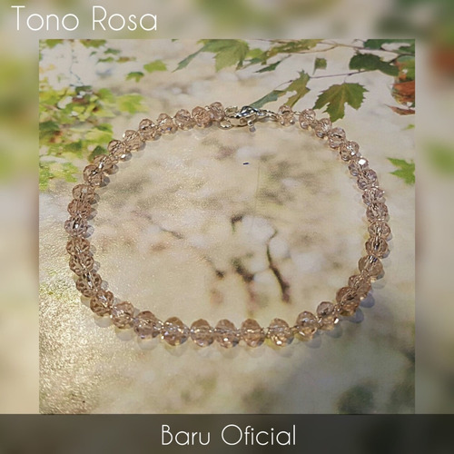 Imagen 2 de 5 de Pulsera Con Cristales De Color Rosa Acero Blanco