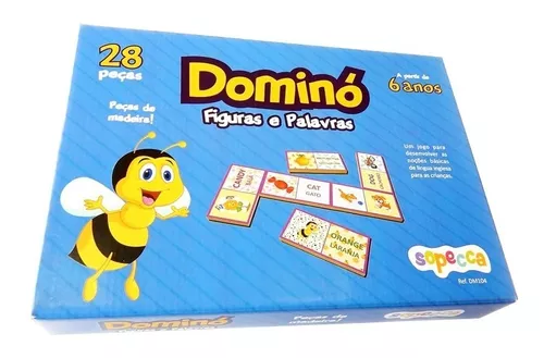 Jogo De Dominó Infantil Figuras E Palavras Educativo 28 Pçs