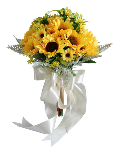 Girasol Hecho A Mano Boda Sosteniendo Ramo Elegante Aspecto