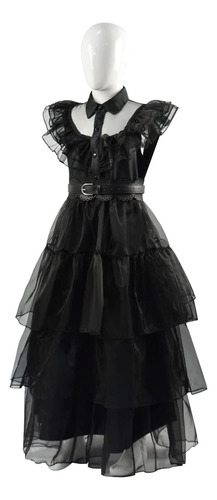 Vestido De Miércoles Addams Para Mujer, Disfraz Para Niñas,