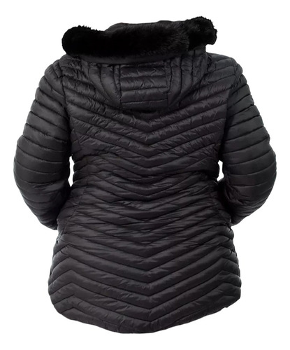 Campera Mujer Inflable Capucha Desmontable Con Piel