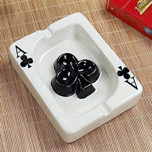 Ceniceros Ruectangular Con Forma De Carta Poker Color Blanco