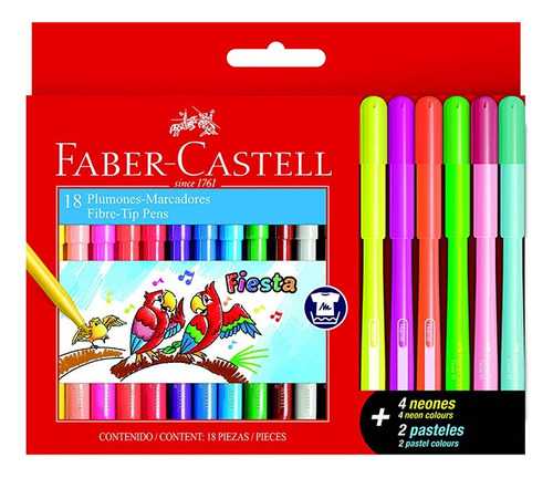 Plumon Fiesta 12+4 Neon+2 Pastel Faber Castell