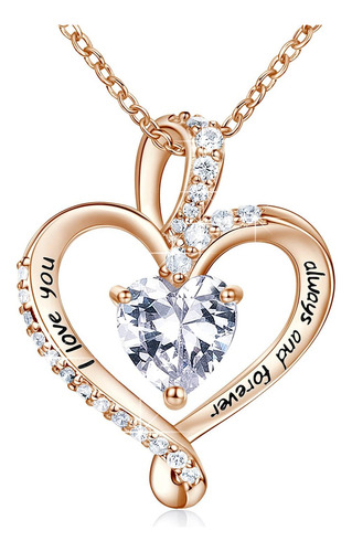 Divas Mode Collar De Corazón De Oro Rosa Para Mujer, Collar