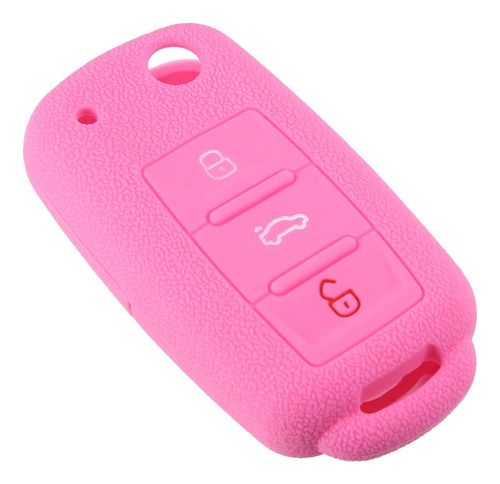 Car 1pcs Silicone Key Fob Cover Fit Pink For Volkswagen Jett