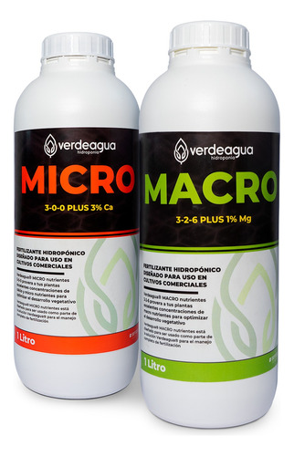 Kit Nutrientes Hidroponia Verdeagua Macro + Micro 1 Litro