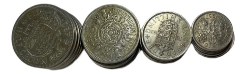 Me2. 4 Moedas Inglesas Antiga Crown/shilling/pence Originais (Usado)