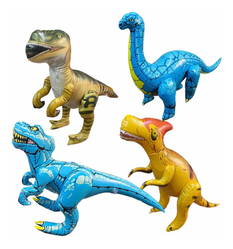 4 Dinosaurios Inflables Globos Juguete Fiesta