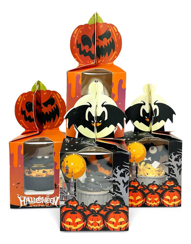 Cajas Individuales Para Cupcakes De Halloween, 60 Cajas Indi