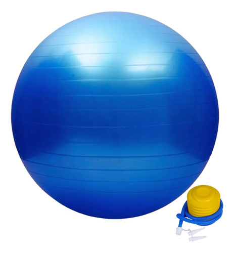 Pelota suiza funcional para yoga y pilates de 65 cm con inflador de color azul