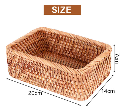 Cesta Rectangular De Mimbre De Ratán Tejida A Mano, De N3, P