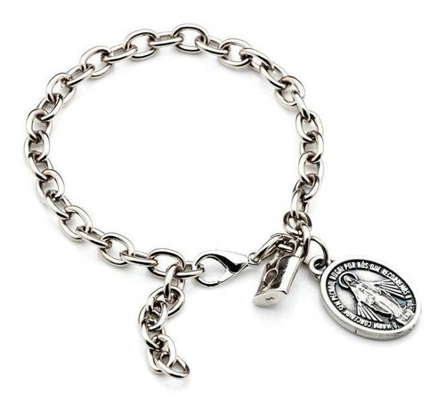 Imagem 1 de 7 de Pulseira Corrente Niquel Servos De Nossa Senhora